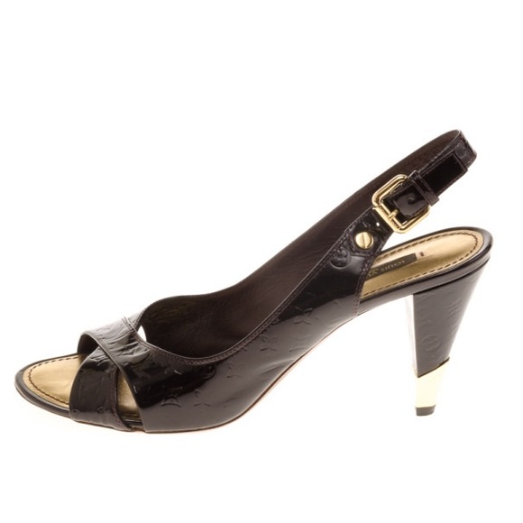 Louis Vuitton Amarante Monogram Vernis No Doubt! Slingback Sandals Size 38 - Picture 2 of 6
